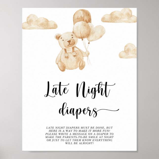 Bear \ Late night diapers game  Poster (Front)