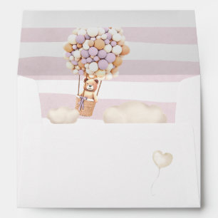 Bear Lavender Balloons Baby Shower Envelope
