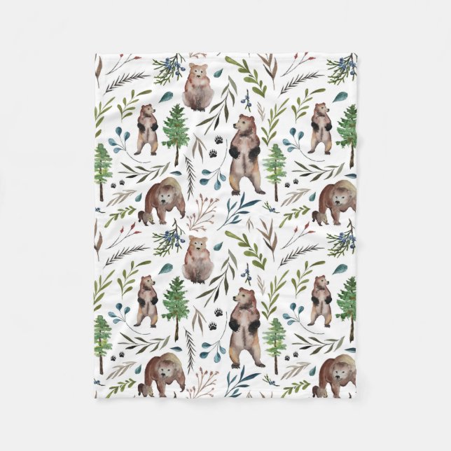 Bear, leaves, and trees Blanket (Front)