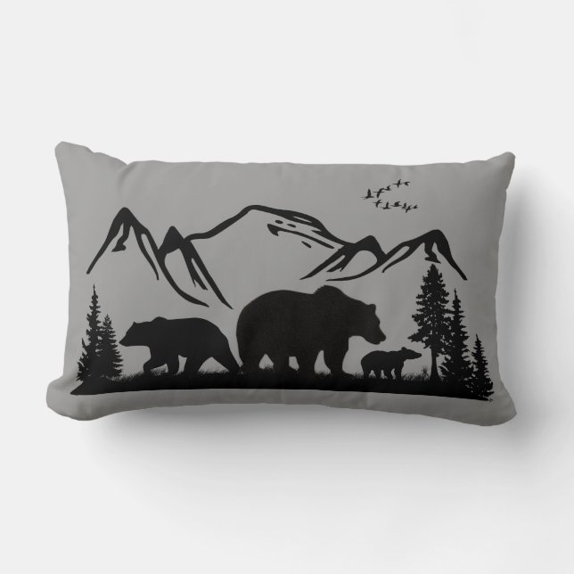 Bear Lodge Decor Pillow (Personalise) (Front)