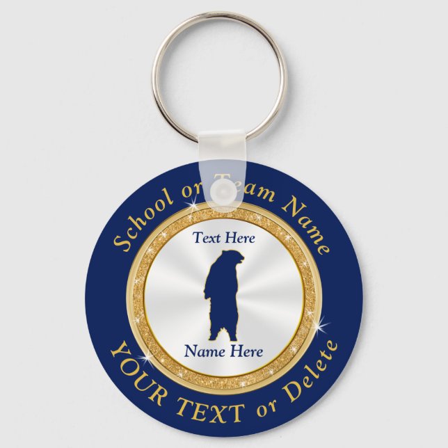 Bear Logo, 4 Text Boxes Cheap Custom Keychains (Front)