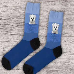 Bear looking over wall, Friendly Waters Socks