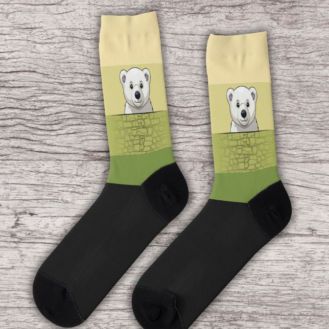 Bear looking over wall, Tree in the desert Socks (Creator Uploaded)