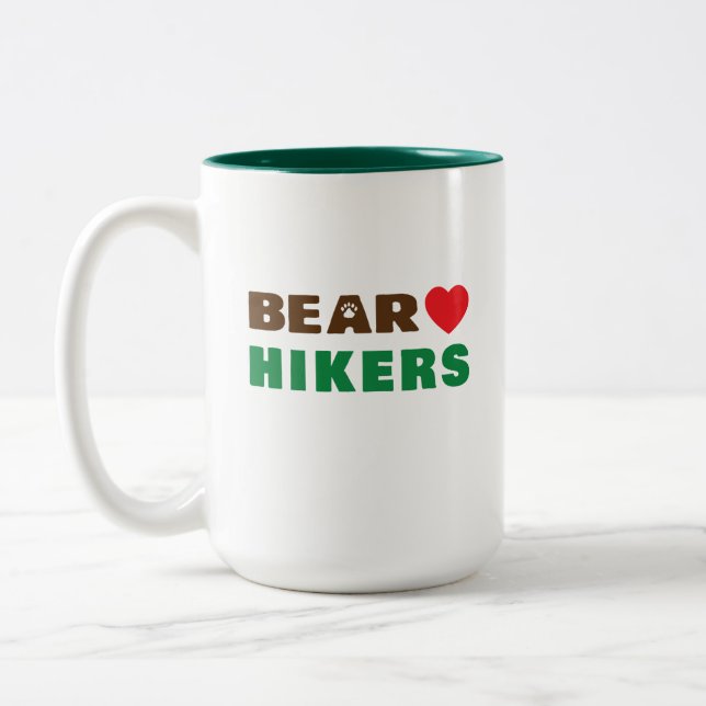 Bear love hiker Two-Tone coffee mug (Left)