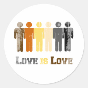 Bear Love is Love distressed Classic Round Sticker