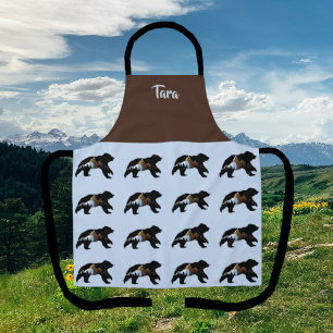 Bear Lover's Baby Blue and Chestnut Brown Apron