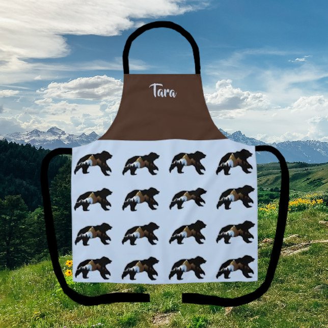  Bear Lover's Baby Blue and Chestnut Brown Apron (Creator Uploaded)