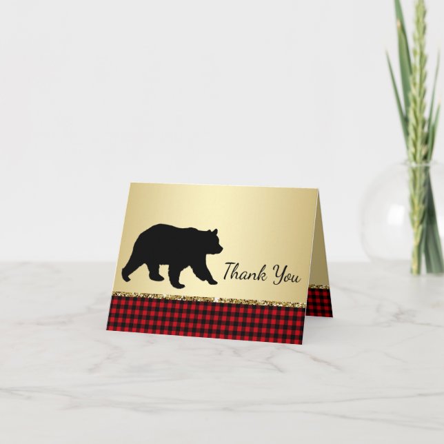 Bear Lumberjack Bear Thank You Cards (Front)