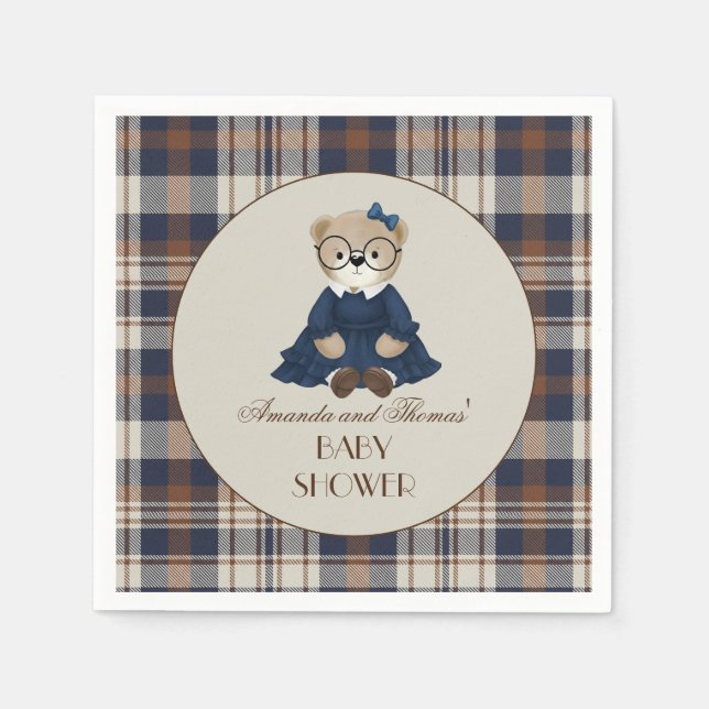 Bear Luxury Girl Baby Shower  Napkin (Front)