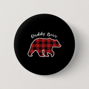 Bear Men Red Plaid Christmas Pajama Family Dad Gif 6 Cm Round Badge