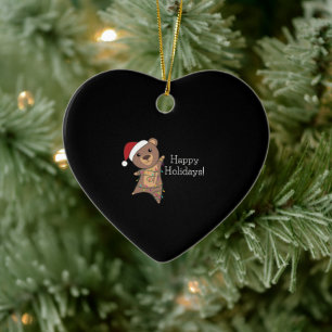Bear Merry Christmas Winter Animals Bears Ceramic Ornament