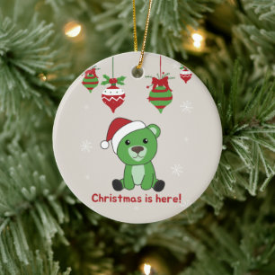 Bear Merry Christmas Winter Animals Bears Ceramic  Ornament