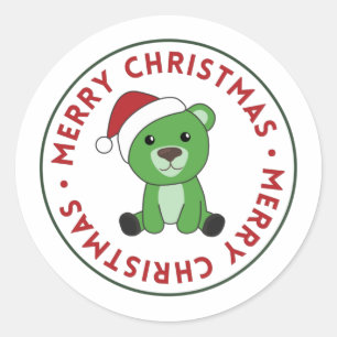 Bear Merry Christmas Winter Animals Bears Classic  Round Sticker