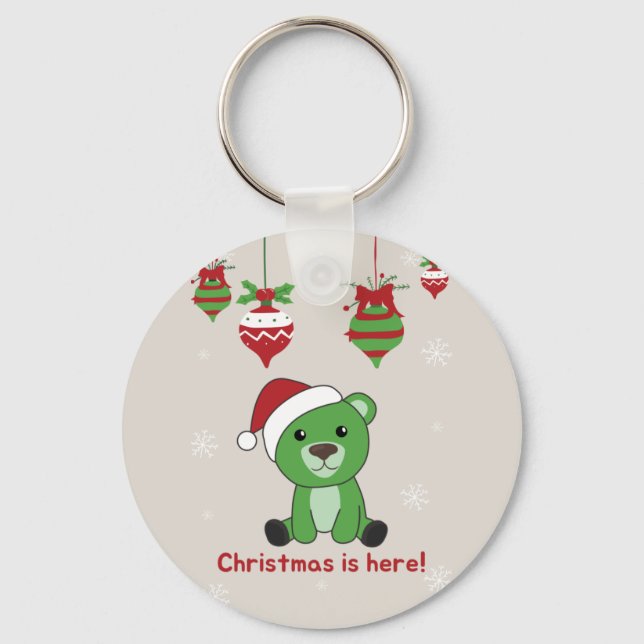 Bear Merry Christmas Winter Animals Bears Keychain (Front)