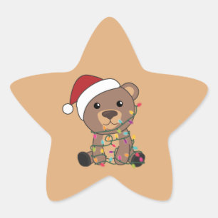 Bear Merry Christmas Winter Animals Bears Star Sti Star Sticker