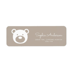 Bear Modern Minimalist Baby Shower  Return Address Label