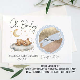 Bear Moon Boy Girl Baby Shower DIY Scratch Card