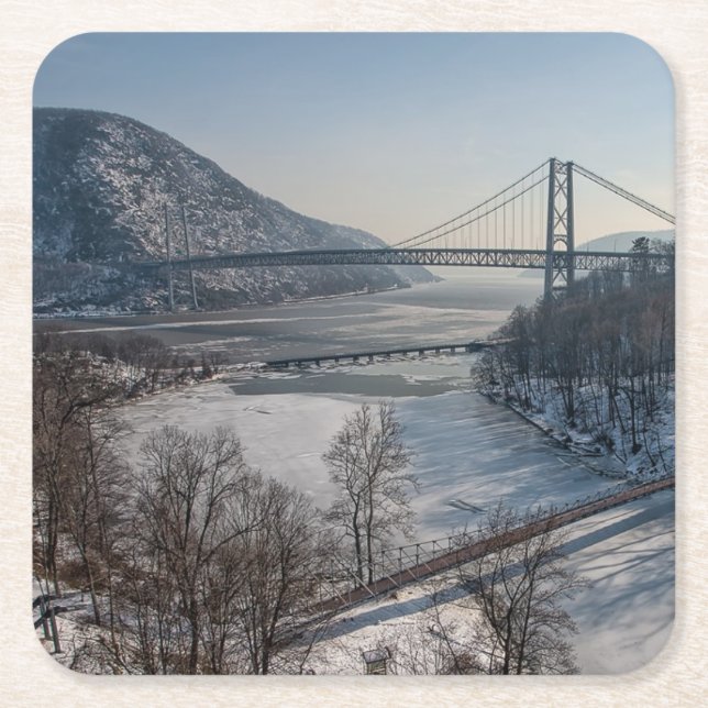 Bear Mountain Bridge Square Paper Coaster (Front)