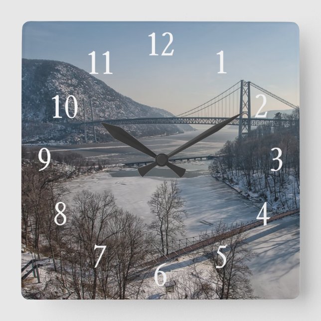 Bear Mountain Bridge Square Wall Clock (Front)