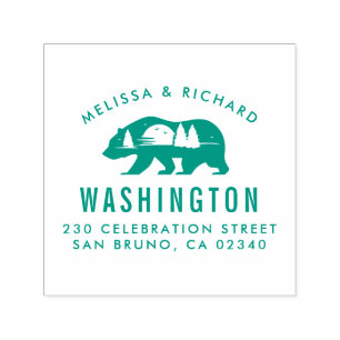 Bear Mountain Silhouette Rustic Name Return Addres Self-inking Stamp