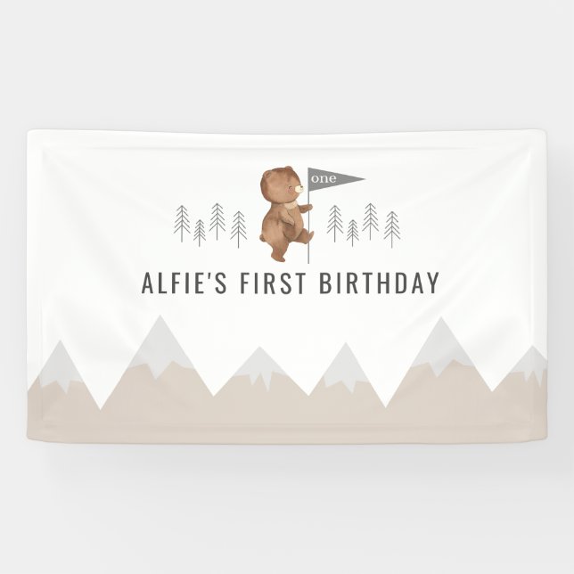Bear Mountains First Birthday Banner (Horizontal)