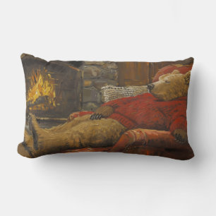 Bear Naps By Fireplace Lumbar Cushion