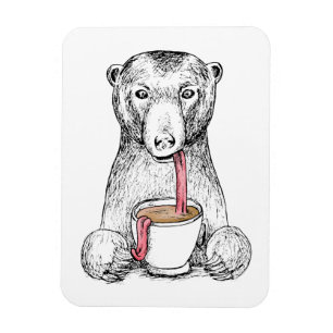 Bear Needs Coffee Design Illustration Magnet