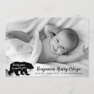 Bear Nice to Meet You Baby Photo Announcement