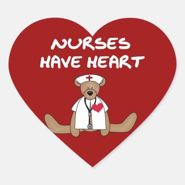 Bear Nurses Have Heart T-shirts and Gifts Heart Sticker (Front)
