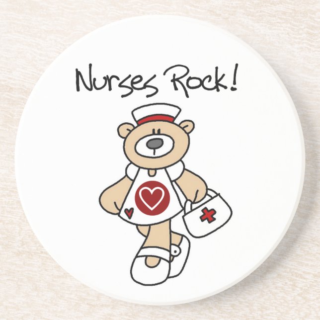 Bear Nurses Rock T-shirts and Gifts Coaster (Front)