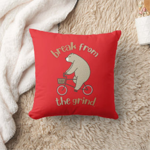 Bear On A Bike Pillow
