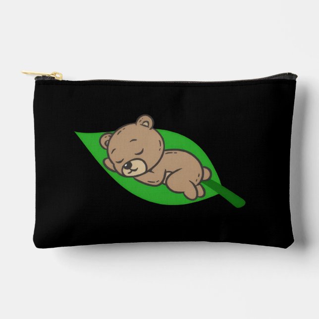 Bear on a Leaf Small Accessory Pouch (Front)