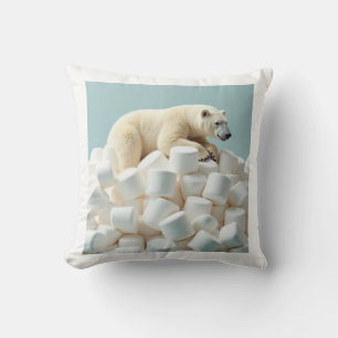 bear on a pile of marshmallows pillow