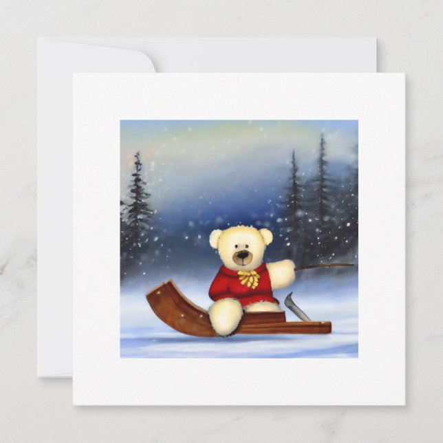 Bear on a sledge in the snow (Front)