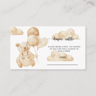 Bear on balloons diaper raffle ticket enclosure card