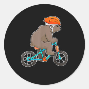 bear on bike bicycle cycling bear classic round sticker