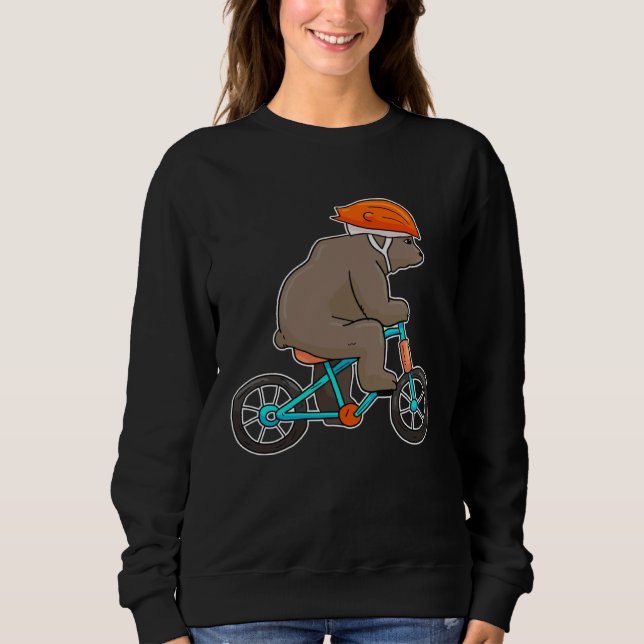 Bear On Bike Bicycle Cycling Bear Sweatshirt (Front)