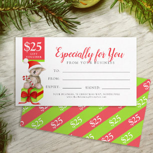 Bear on Christmas gift $25 gift voucher Discount Card