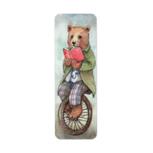 Bear On Unicycle Return Address Label