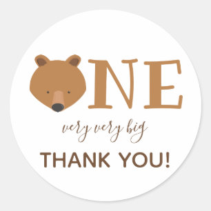 Bear One Cute Animal Thank You Classic Round Sticker