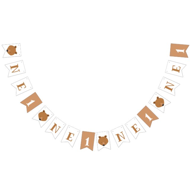 Bear One First Birthday Bunting (All)