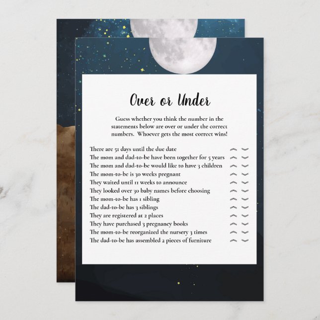 Bear Over or Under Baby Shower Game Invitation (Front/Back)