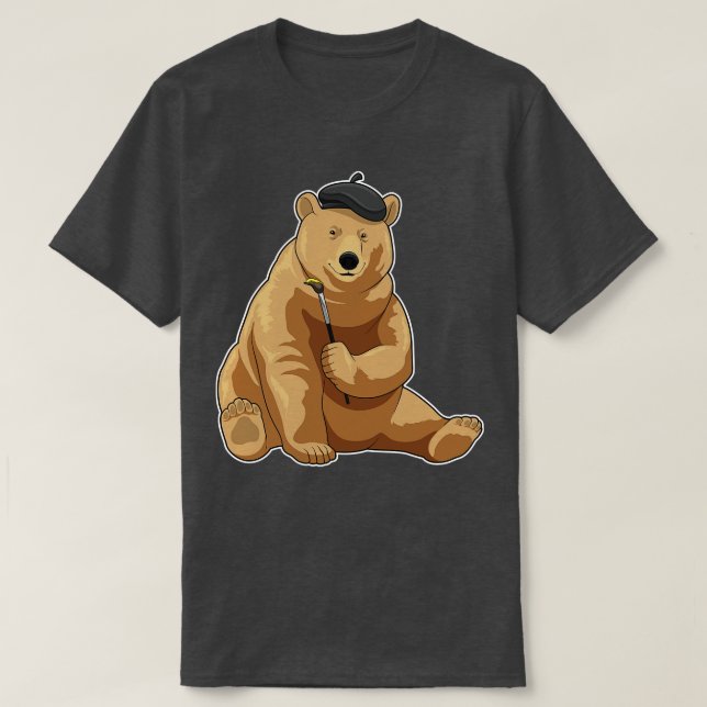 Bear Painter Paint brush T-Shirt (Design Front)