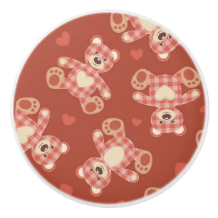 bear patchwork pattern ceramic knob