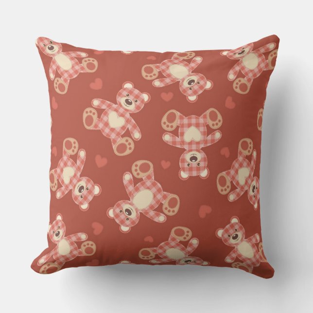 bear patchwork pattern cushion (Front)