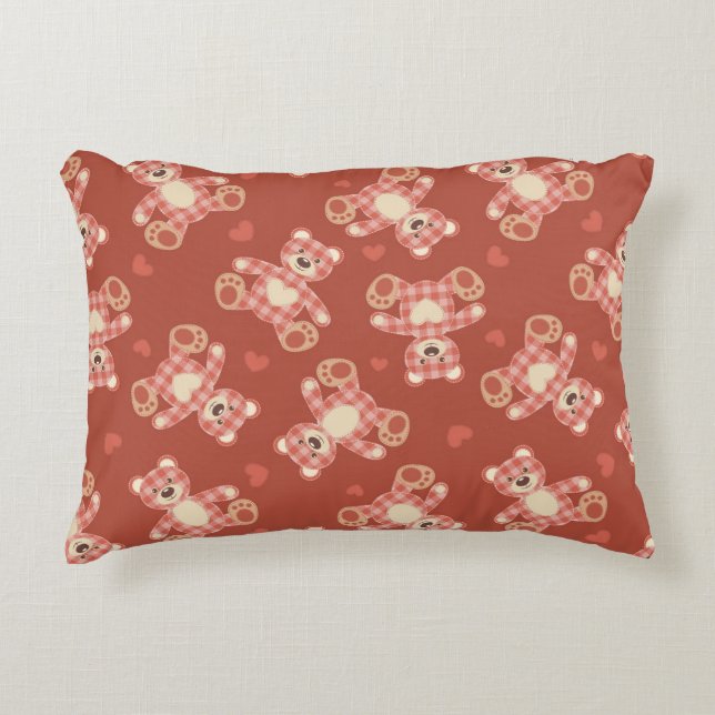 bear patchwork pattern decorative cushion (Front)