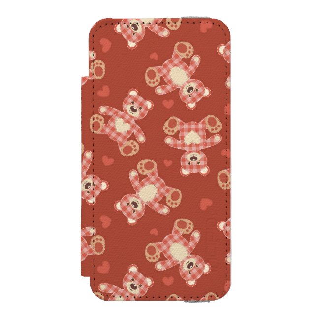 bear patchwork pattern incipio iPhone wallet case (Folio Front)