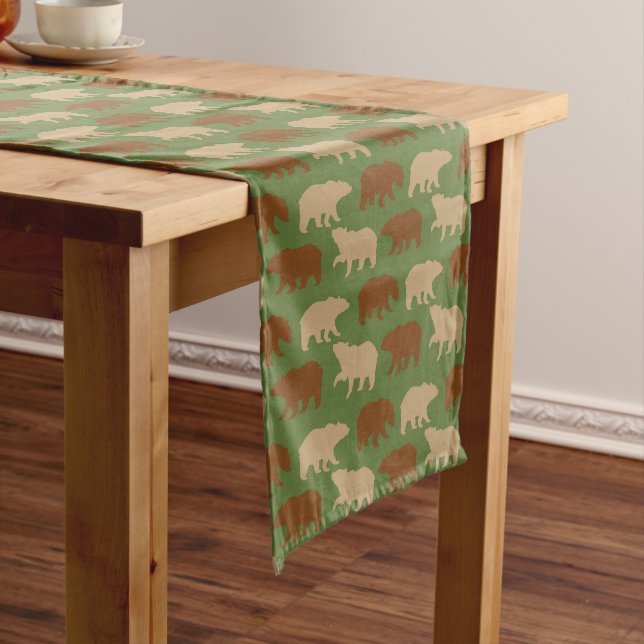 Bear Pattern Cabin Short Table Runner (In Situ)