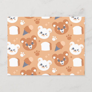 Bear pattern holiday postcard