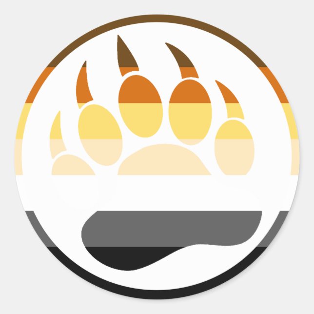 BEAR PAW/CLAW BEAR PRIDE FLAG CLASSIC ROUND STICKER (Front)